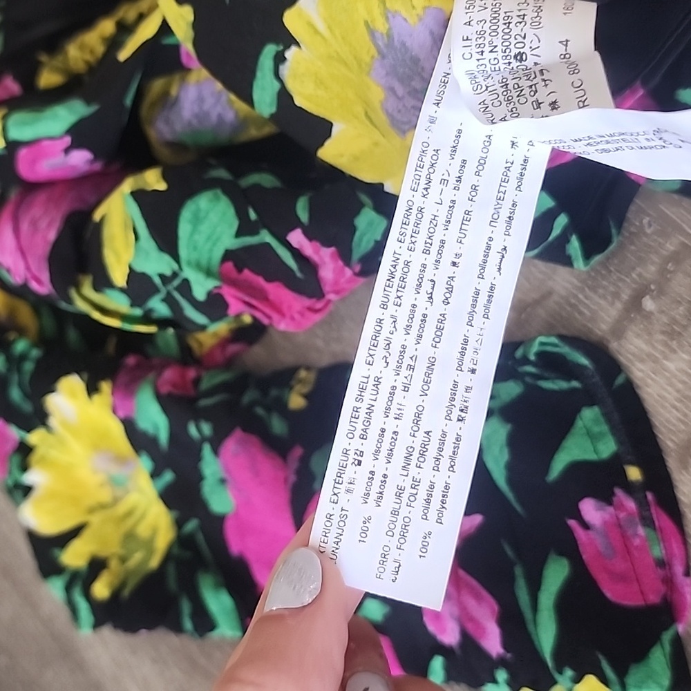 NEW! ZARA Long Sleeve Vibrant Floral Sweetheart Neckline Crop Top XS - Picture 10 of 11